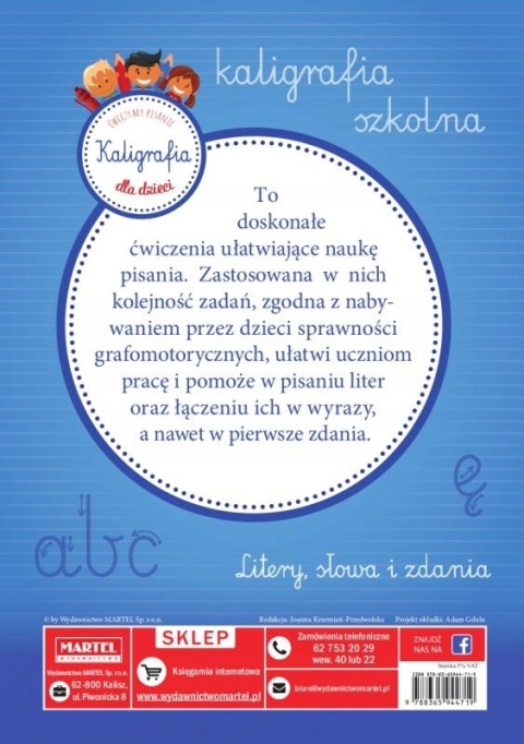 Nauka pisania kaligrafia dla dzieci litery wyrazy Martel miękka 32s