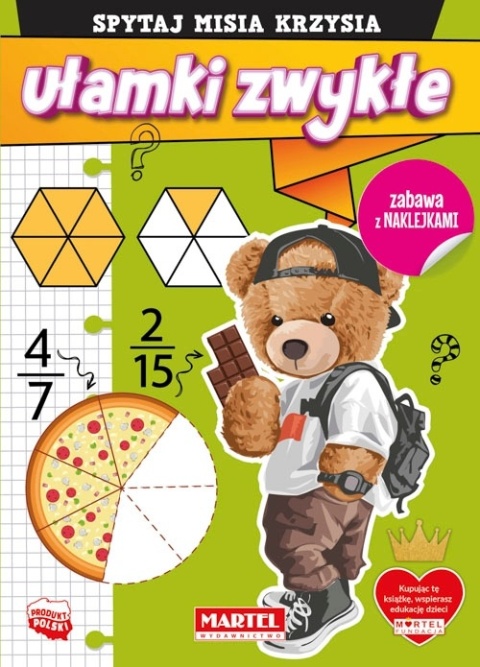 Nauka ułamków ułamki zwykłe naklejki Spytaj Misia Krzysia Martel 16s