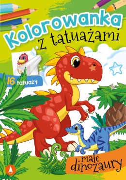 Kolorowanka z tatuażami Małe dinozaury 16 tatuaży dla dzieci 3+