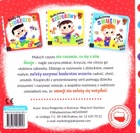 Kiedy się złoszczę Maluch nazywa emocje Książeczka kartonowa dla dzieci
