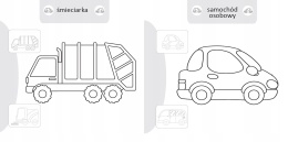 Kolorowanka malowanka dla dzieci Malowanie-doklejanie Pojazdy + Naklejki