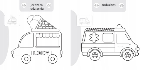 Kolorowanka malowanka dla dzieci Malowanie-doklejanie Pojazdy + Naklejki