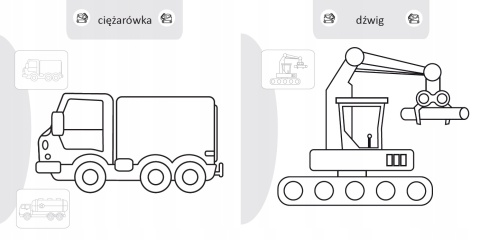 Kolorowanka malowanka dla dzieci Malowanie-doklejanie Pojazdy + Naklejki