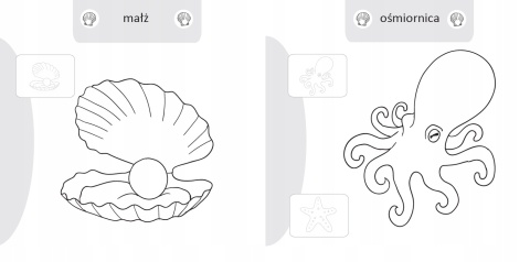 Kolorowanka malowanka dla dzieci Malowanie-doklejanie W morzu + Naklejki