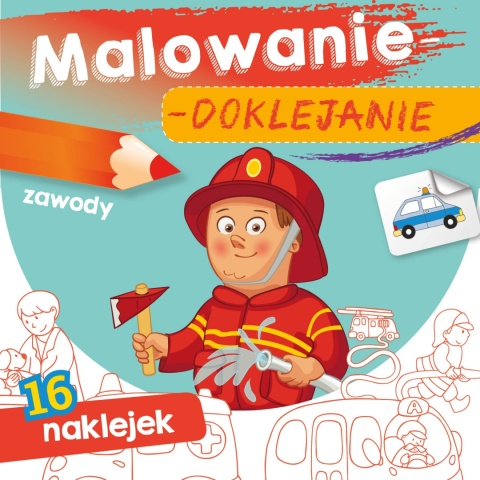 Kolorowanka malowanka dla dzieci Malowanie-doklejanie Zawody + Naklejki