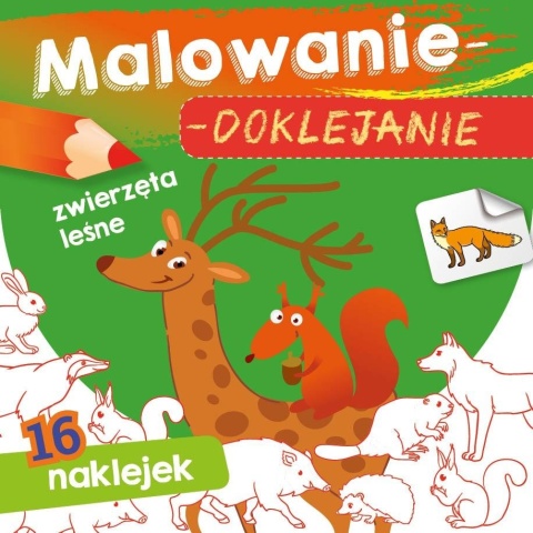 Kolorowanka malowanka dla dzieci Malowanie-doklejanie Zwierzęta + Naklejki