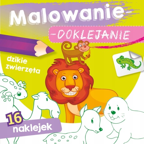 Kolorowanka malowanka dla dzieci Malowanie-doklejanie Zwierzęta + Naklejki