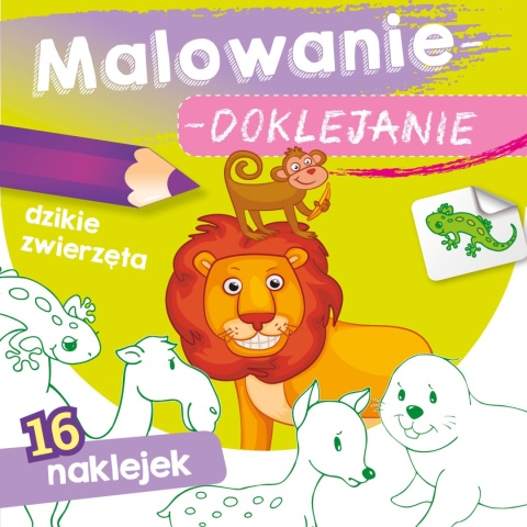 Kolorowanka malowanka dla dzieci Malowanie-doklejanie Zwierzęta + Naklejki