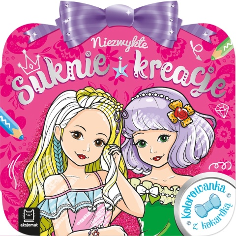 Kolorowanka z kokardką Niezwykłe suknie i kreacje Malowanka dla dziewczynki