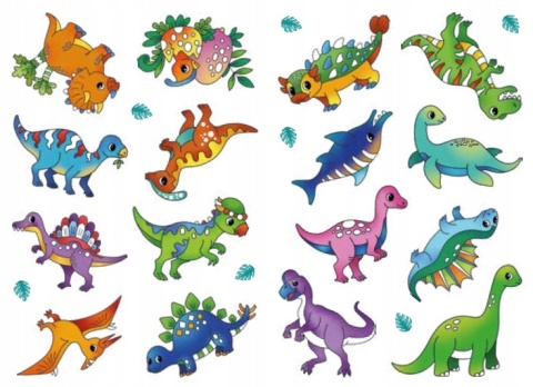 Kolorowanka z tatuażami świeca w ciemności! Małe dinozaury Malowanka