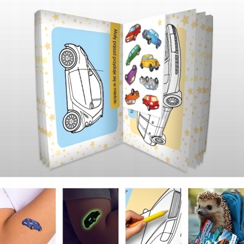 Kolorowanka z tatuażami świeca w ciemności! Samochody Osobowe Malowanka