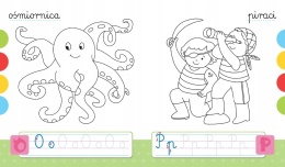 Koloruję i piszę LITERKI Edukacyjna malowanka z naklejkami 5+ kolorowanka