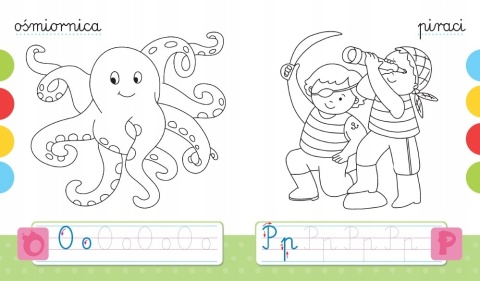 Koloruję i piszę LITERKI Edukacyjna malowanka z naklejkami 5+ kolorowanka