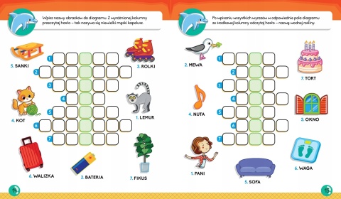 Krzyżówki obrazkowe z wesołym delfinkiem Od 6 lat książęczka dla dzieci