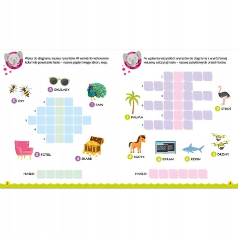 Krzyżówki obrazkowe z wesołym słonikiem Od 6 lat książęczka dla dzieci