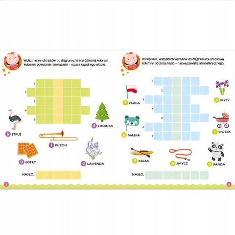 Krzyżówki obrazkowe z wesołym świnką Od 6 lat książęczka dla dzieci