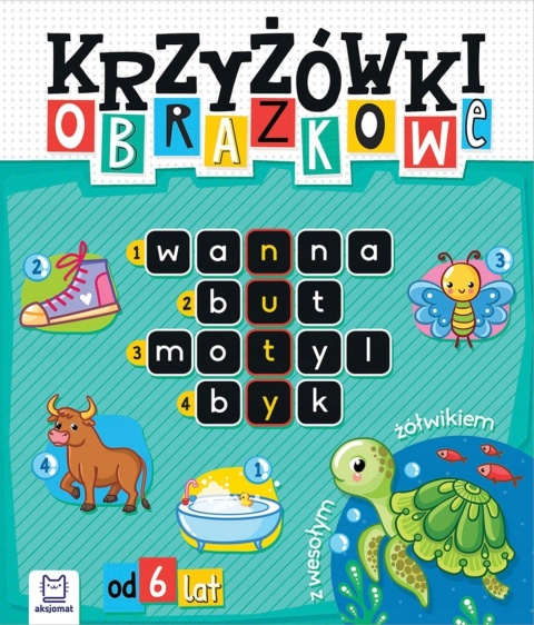 Krzyżówki obrazkowe z wesołym żółwikiem Od 6 lat książęczka dla dzieci