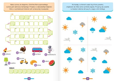 Łamigłówki na słońce i na deszcz. Aktywizujące zadania do głowy łamania 6+