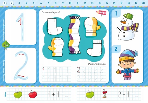 Poznaję i piszę cyferki Książka przedszkolaka Karty do gry memory w środku