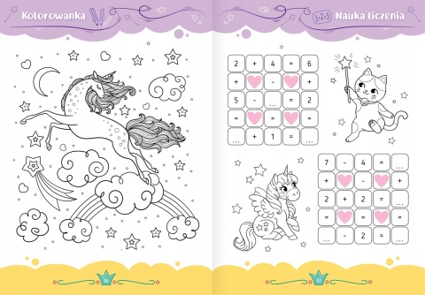 Słodkie jednorożce Aktywizująca książeczka krzyżówki labirynty kolorowanka