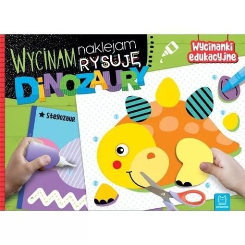 Wycinam naklejam rysuję Dinozaury Wycinanka edukacyjna kolorowanka