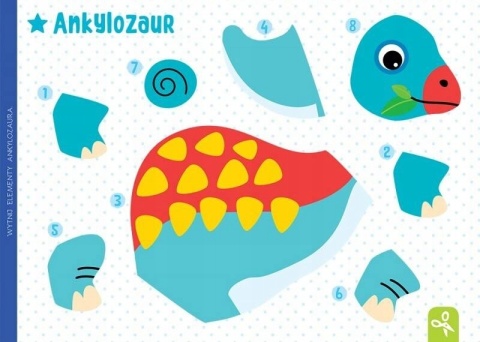 Wycinam naklejam rysuję Dinozaury Wycinanka edukacyjna kolorowanka