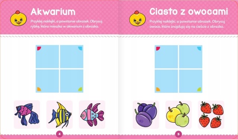 Zabawy malucha z kurczątkiem Aktywizująca książeczka z naklejkami puzzlami