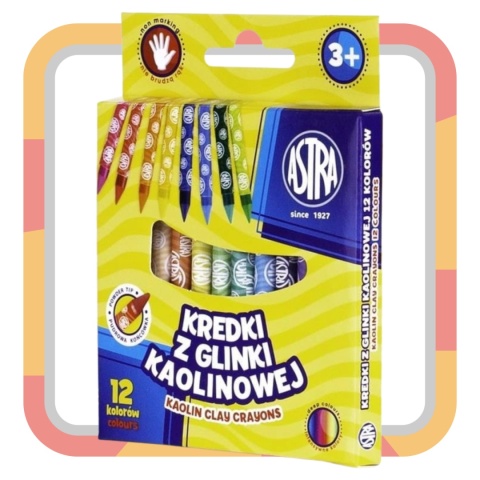 ASTRA KREDKI SZKOLNE GRAFIONOWE z glinki kaolinowej, 12 kolorów