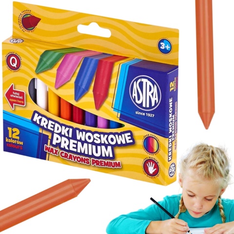 ASTRA KREDKI WOSKOWE 12 KOLORÓW ŚWIECOWE PREMIUM