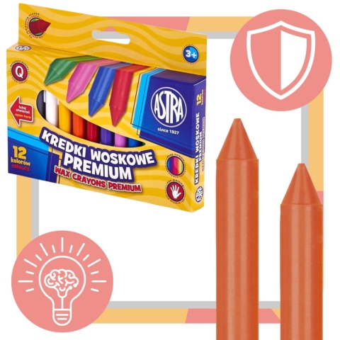 ASTRA KREDKI WOSKOWE 12 KOLORÓW ŚWIECOWE PREMIUM