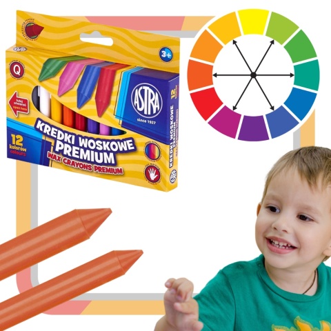 ASTRA KREDKI WOSKOWE 12 KOLORÓW ŚWIECOWE PREMIUM