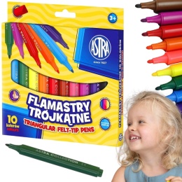 Astra FLAMASTRY TRÓJKĄTNE grube pisaki 10 kolorów