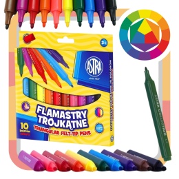 Astra FLAMASTRY TRÓJKĄTNE grube pisaki 10 kolorów
