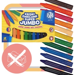 Astra KREDKI ŚWIECOWE SUPER JUMBO 12 kolorów, 14mm grubości, 10cm długości