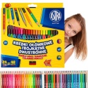 Astra KREDKI SZKOLNE TRÓJKATNE DWUSTRONNE 24 kredki 48 kolorów + TEMPERÓWKA