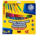 Astra KREDKI SZKOLNE TRÓJKATNE DWUSTRONNE 24 kredki 48 kolorów + TEMPERÓWKA