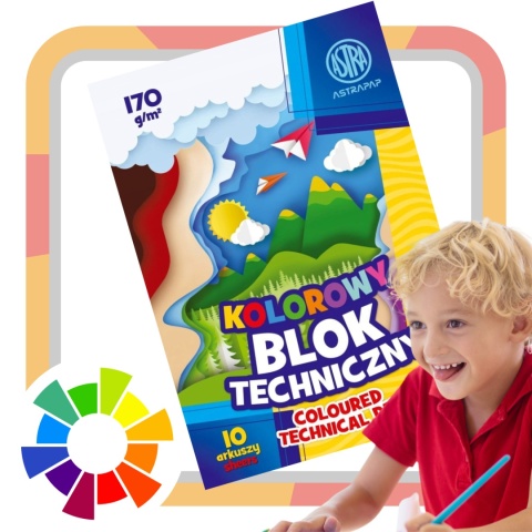 BLOK TECHNICZNY KOLOROWY A3 ASTRA 170G 10 ARKUSZY