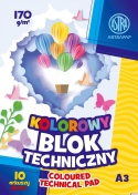 BLOK TECHNICZNY KOLOROWY A3 ASTRA 170G 10 ARKUSZY