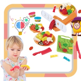 CIASTOLINA MASA PLASTYCZNA ZESTAW KREATYWNY DLA DZIECI Z WZORNIKIEM DESKA