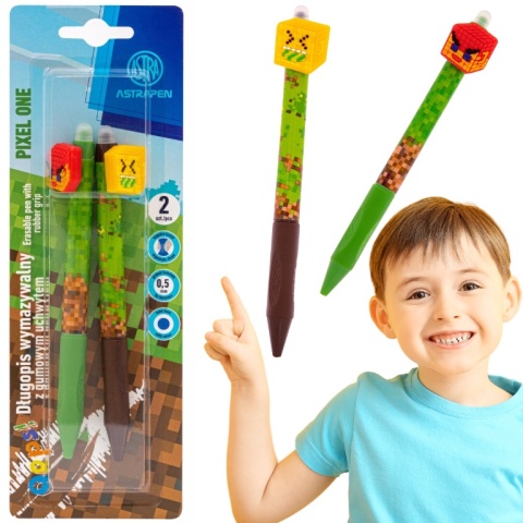 DŁUGOPIS AUTOMATYCZNY WYMAZYWALNY Z GUMOWYM UCHWYTEM PIXEL ONE 2 SZT ASTRA