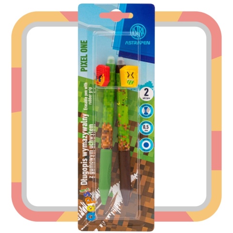 DŁUGOPIS AUTOMATYCZNY WYMAZYWALNY Z GUMOWYM UCHWYTEM PIXEL ONE 2 SZT ASTRA