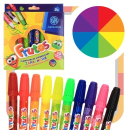 FLAMASTRY MAZAKI ZE STEMPELKAMI ZAPACHOWE OWOCOWE 10 kolorów FRUTOS ASTRA