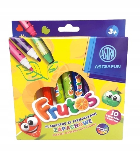 FLAMASTRY MAZAKI ZE STEMPELKAMI ZAPACHOWE OWOCOWE 10 kolorów FRUTOS ASTRA