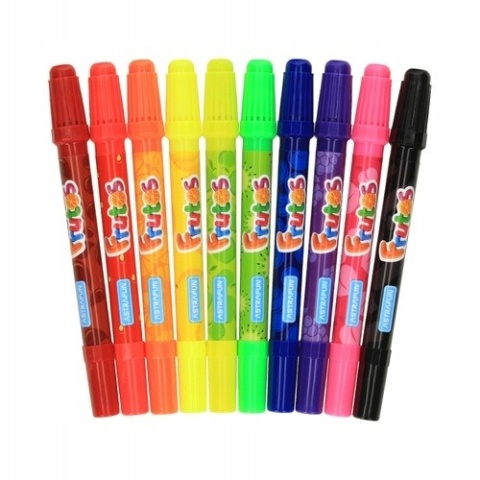 FLAMASTRY MAZAKI ZE STEMPELKAMI ZAPACHOWE OWOCOWE 10 kolorów FRUTOS ASTRA