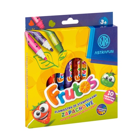 FLAMASTRY MAZAKI ZE STEMPELKAMI ZAPACHOWE OWOCOWE 10 kolorów FRUTOS ASTRA