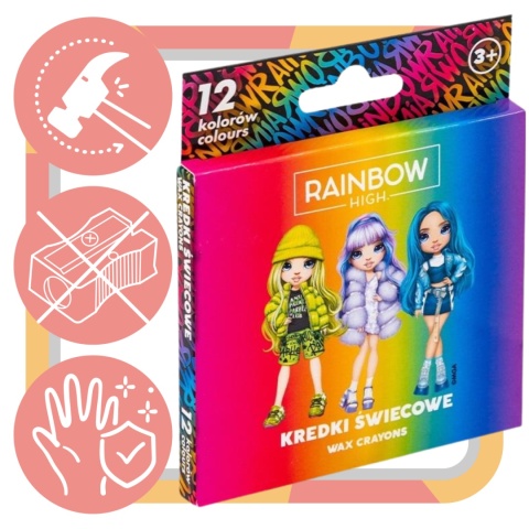 KREDKI ŚWIECOWE 12-KOL RAINBOW HIGH ASTRA