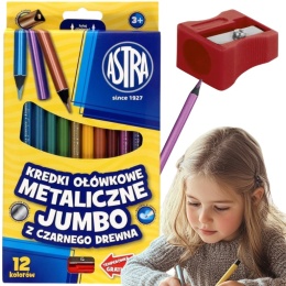 KREDKI SZKOLNE OŁÓWKOWE METAL. JUMBO 12 KOL ASTRA