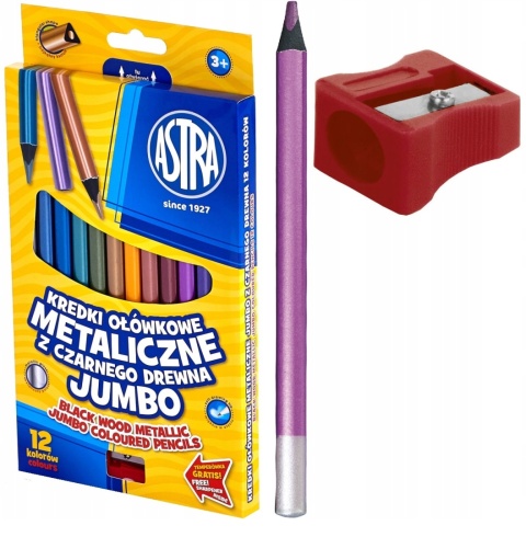 KREDKI SZKOLNE OŁÓWKOWE METAL. JUMBO 12 KOL ASTRA