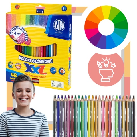 Kredki ołówkowe 48 szt. XXL ASTRA