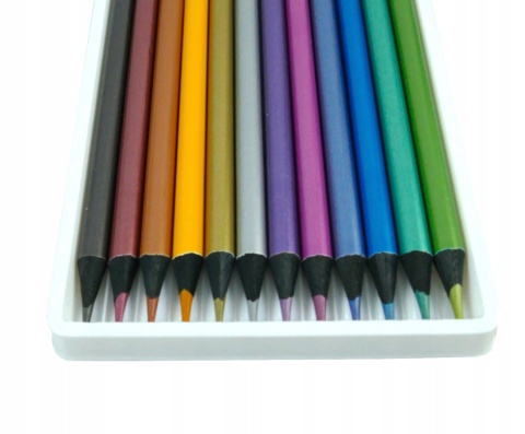 Kredki ołówkowe metaliczne z czarnego drewna Astra 12 kolorów